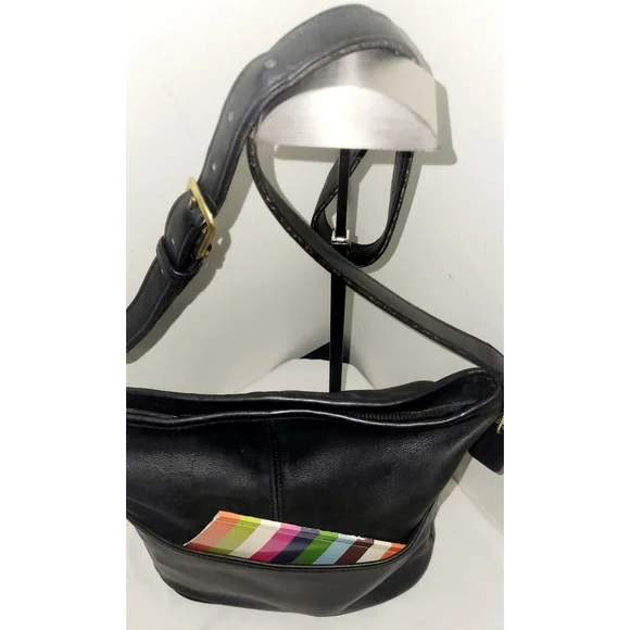 Coach Vintage Black Leather Bleecker Bucket Bag Crossbody Bags